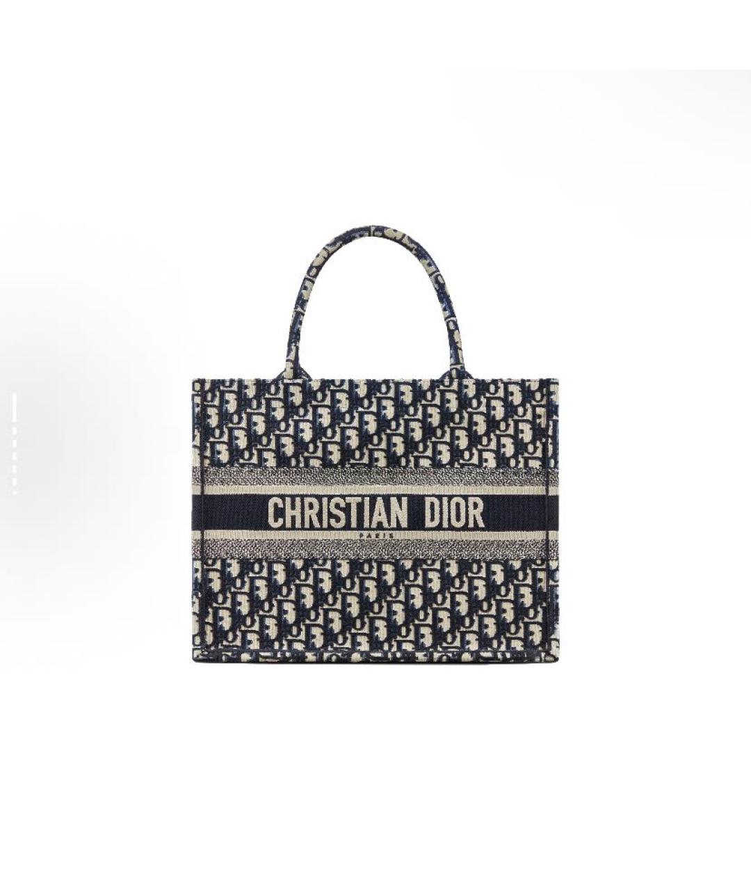 CHRISTIAN DIOR Темно-синяя жаккардовая сумка тоут, фото 4