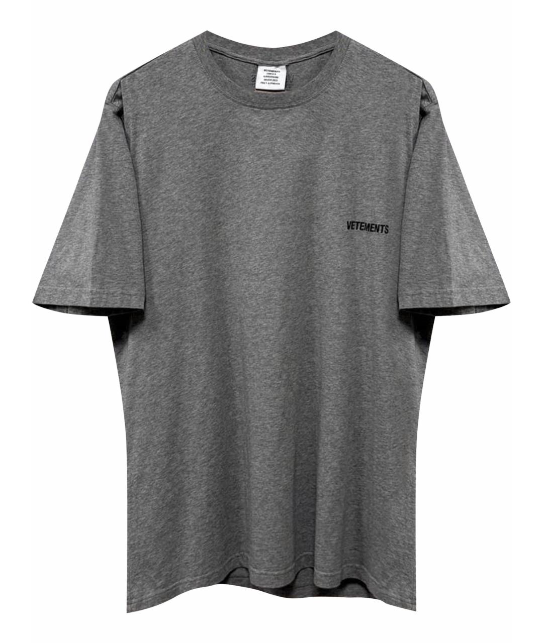 VETEMENTS Серая хлопковая футболка, фото 1