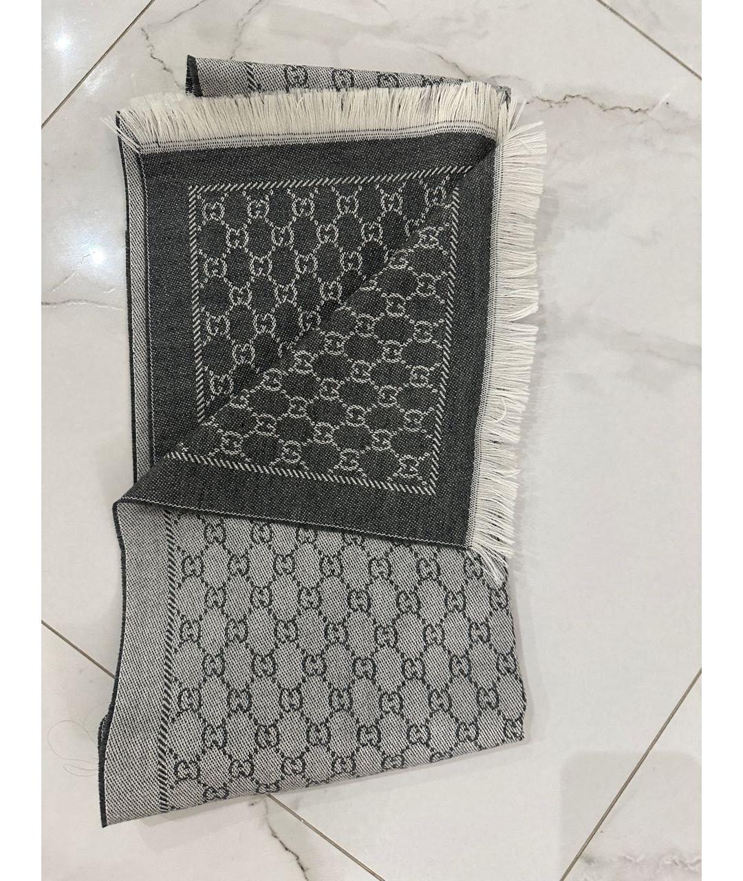 GUCCI Антрацитовый кашемировый шарф, фото 3