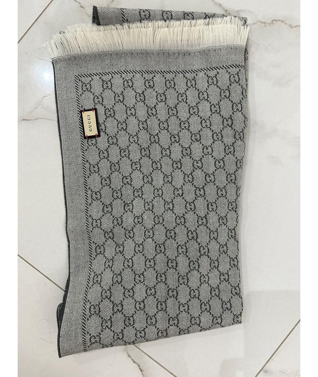 GUCCI Антрацитовый кашемировый шарф, фото 4