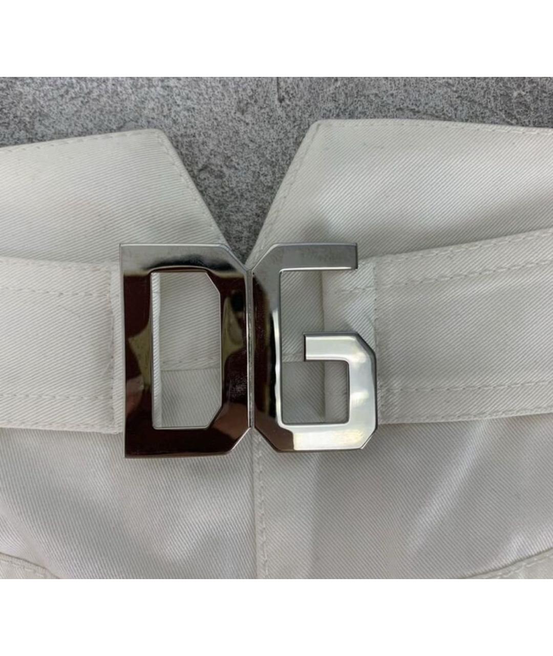 DOLCE&GABBANA Белые хлопковые прямые брюки, фото 4
