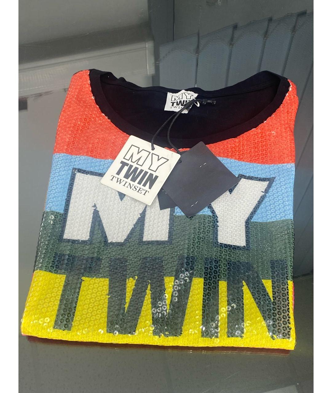 TWIN-SET Мульти хлопковая футболка, фото 7