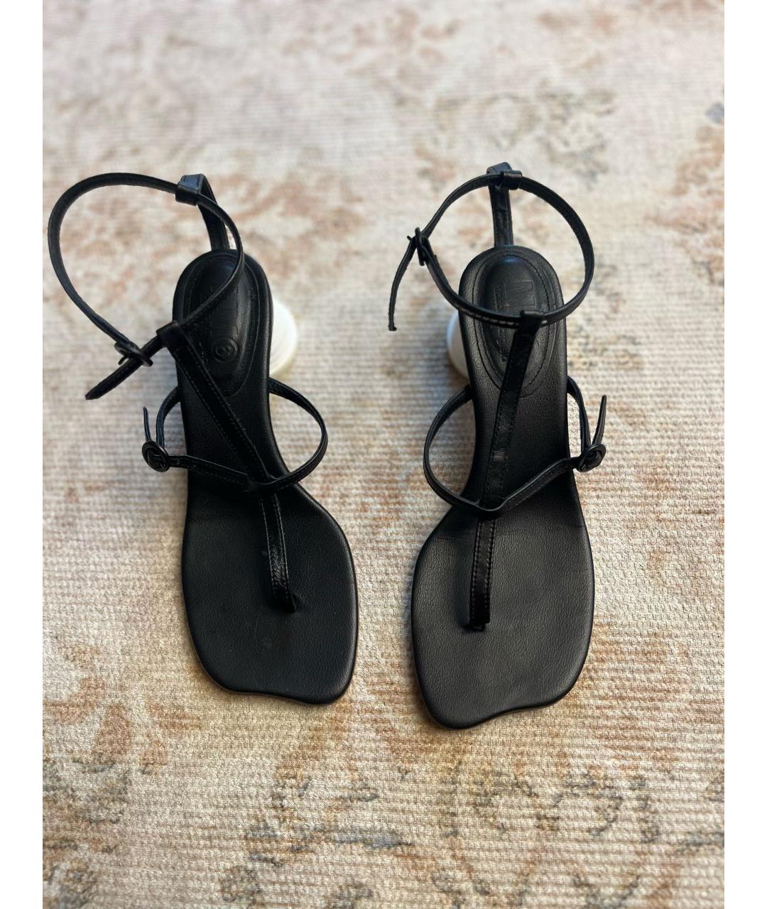 MM6 MAISON MARGIELA Черные кожаные босоножки, фото 2