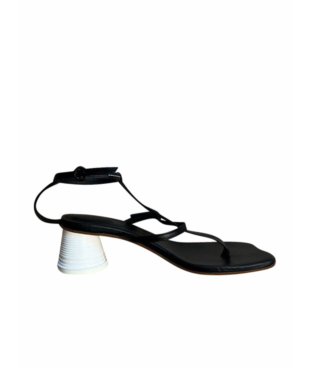 MM6 MAISON MARGIELA Черные кожаные босоножки, фото 9