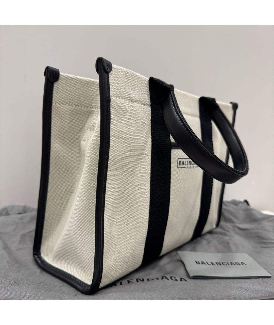 BALENCIAGA Белая льняная сумка тоут, фото 4
