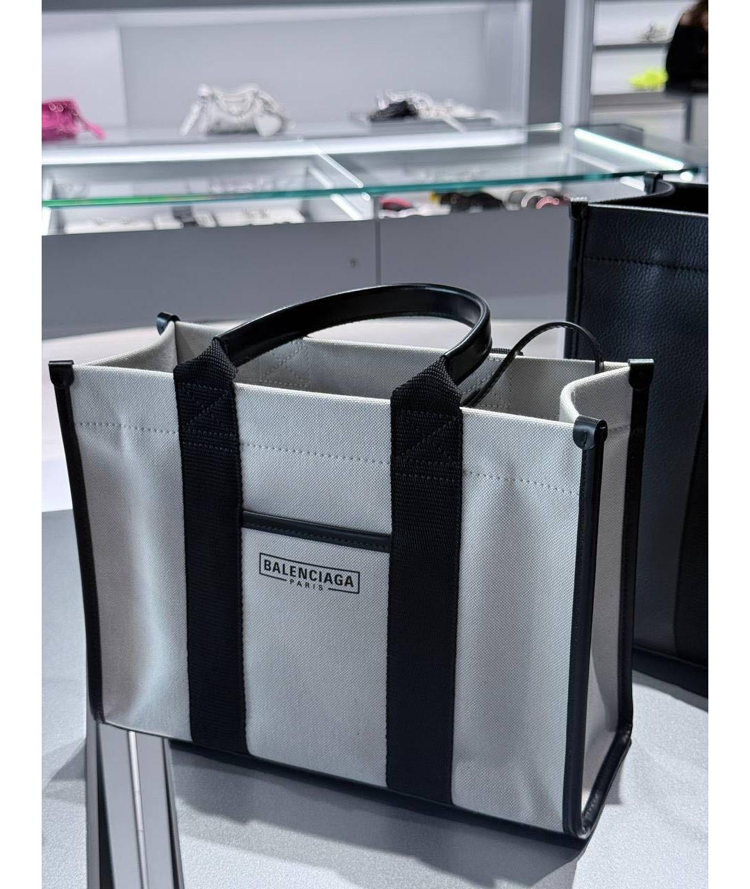 BALENCIAGA Белая льняная сумка тоут, фото 9