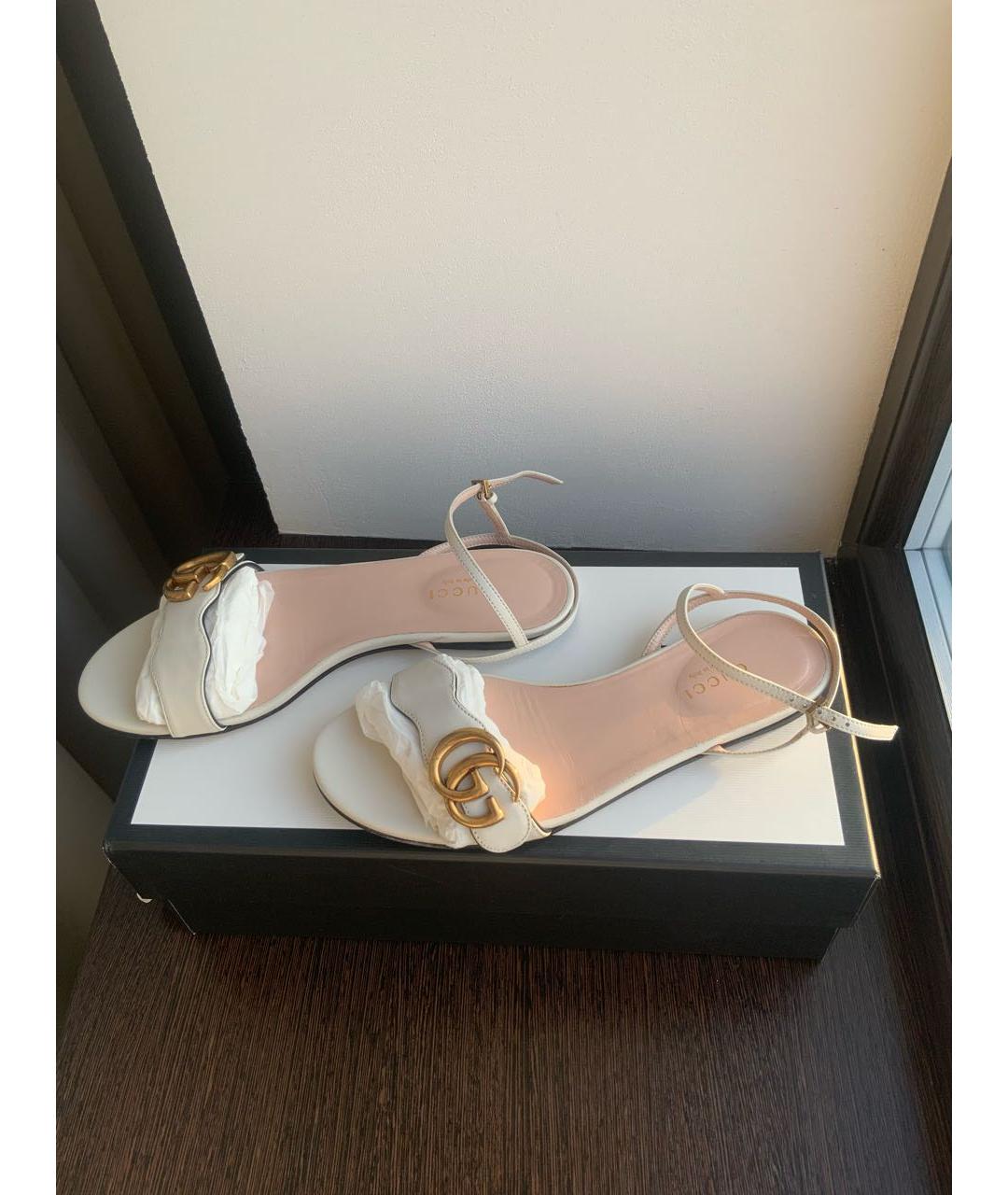 GUCCI Белые кожаные сандалии, фото 3