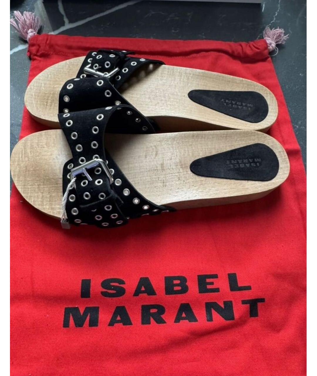 ISABEL MARANT Черные замшевые шлепанцы, фото 3