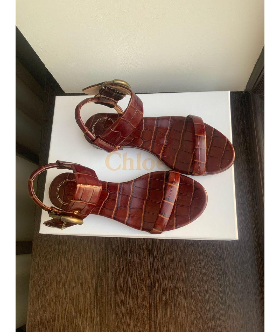 CHLOE Коричневые кожаные босоножки, фото 2