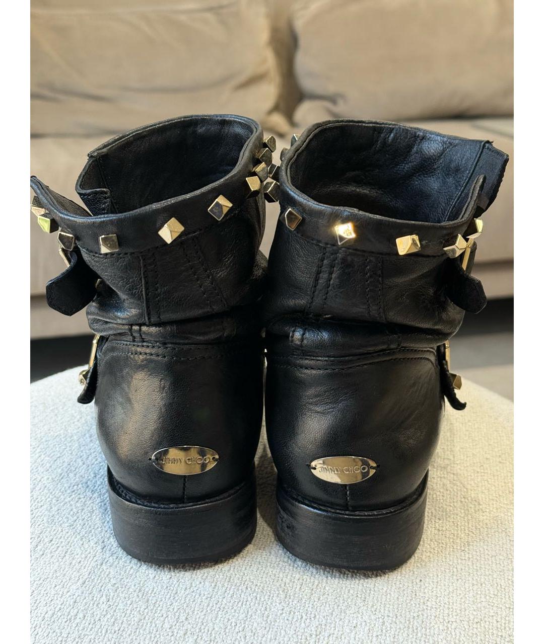 JIMMY CHOO Черные кожаные полусапоги, фото 4