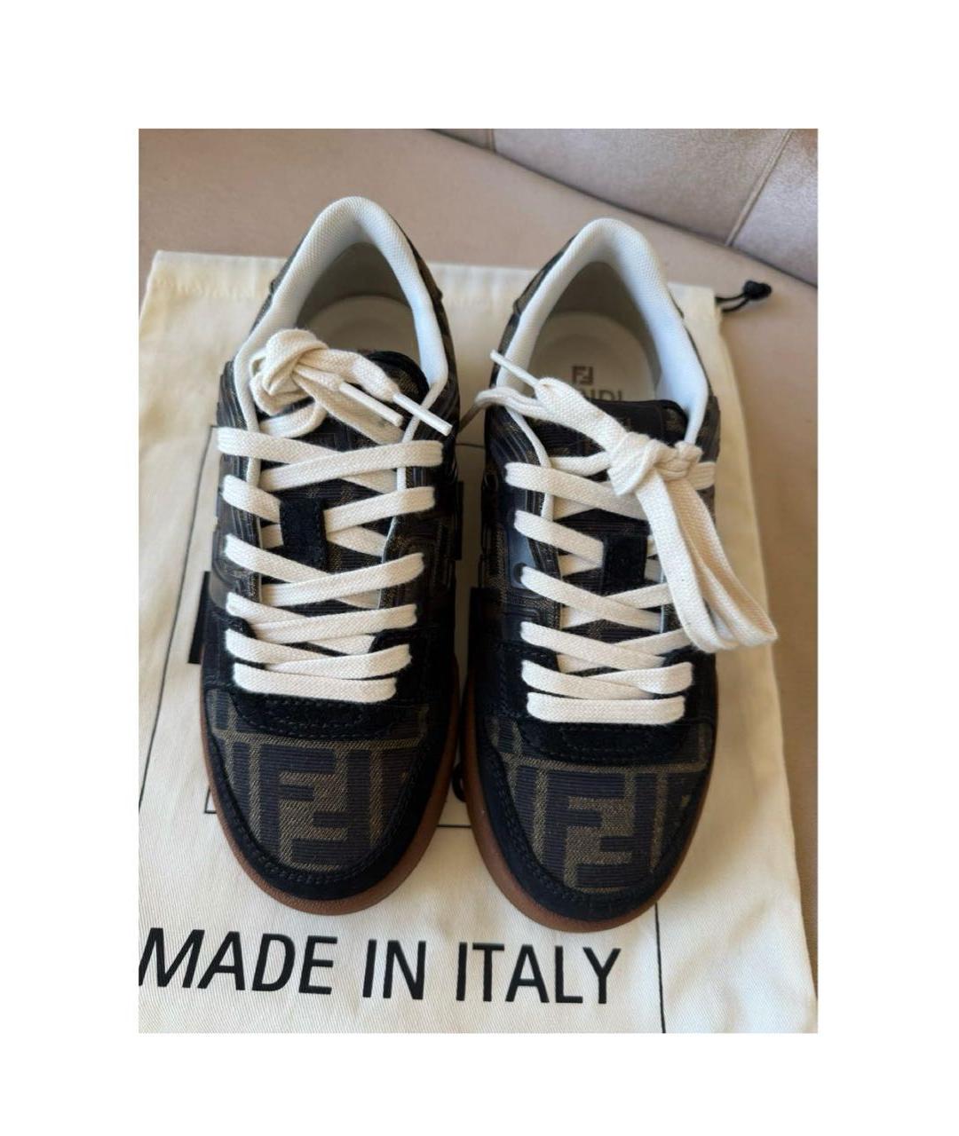 FENDI Коричневые кеды, фото 3