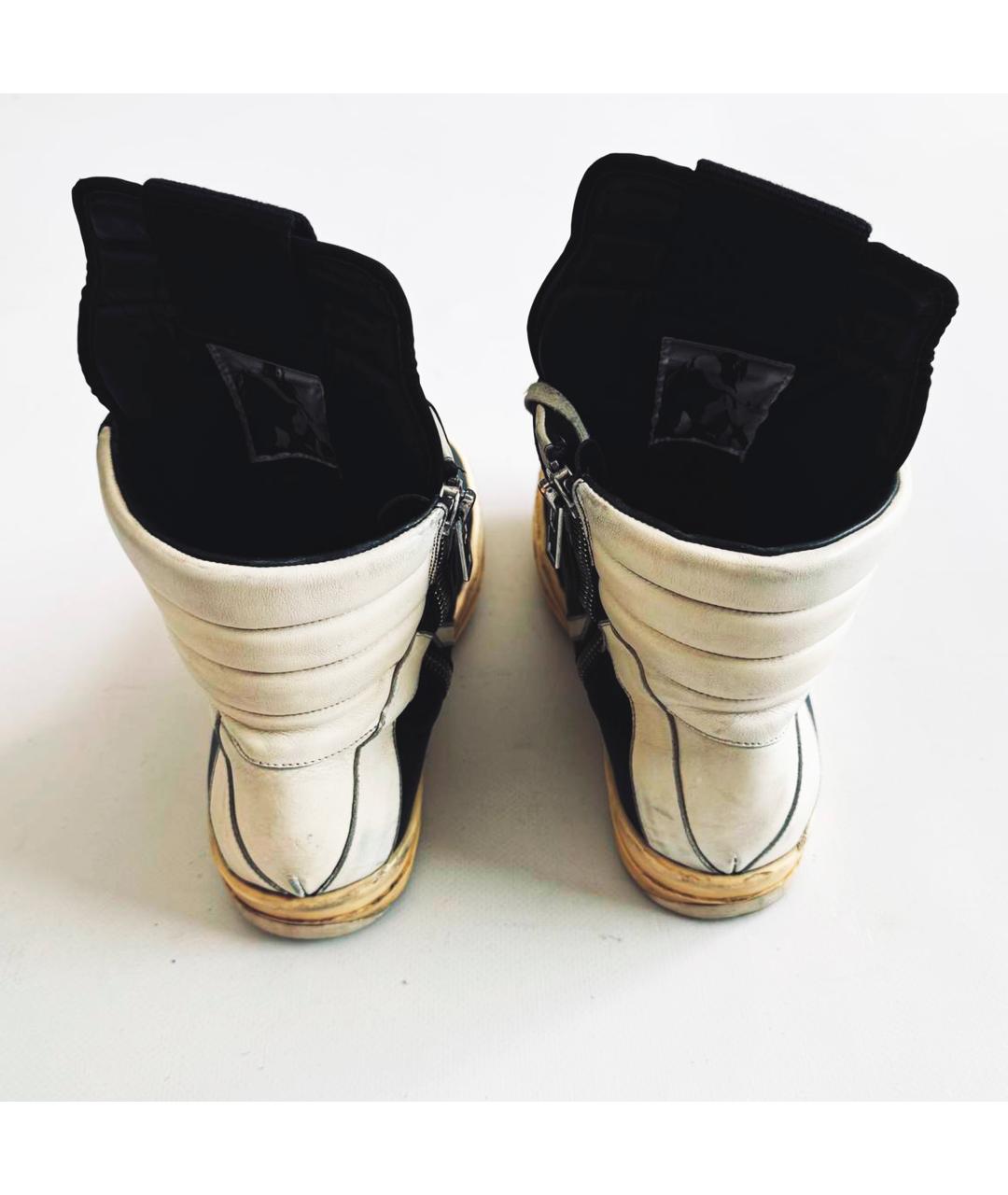 RICK OWENS Черные кожаные высокие кроссовки / кеды, фото 6