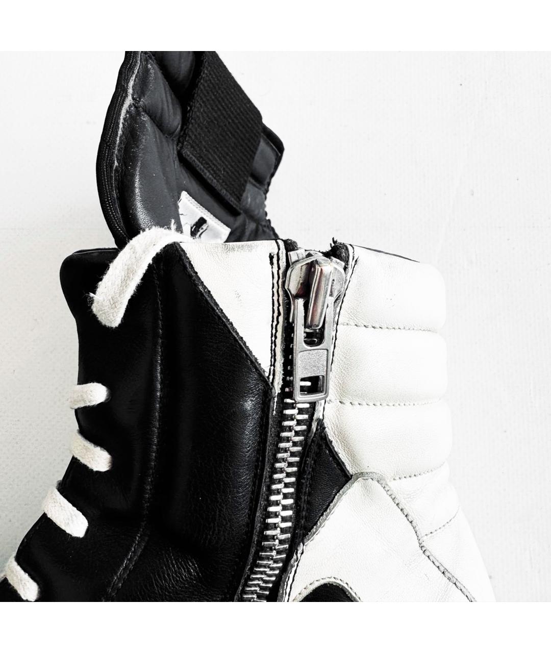 RICK OWENS Черные кожаные высокие кроссовки / кеды, фото 8