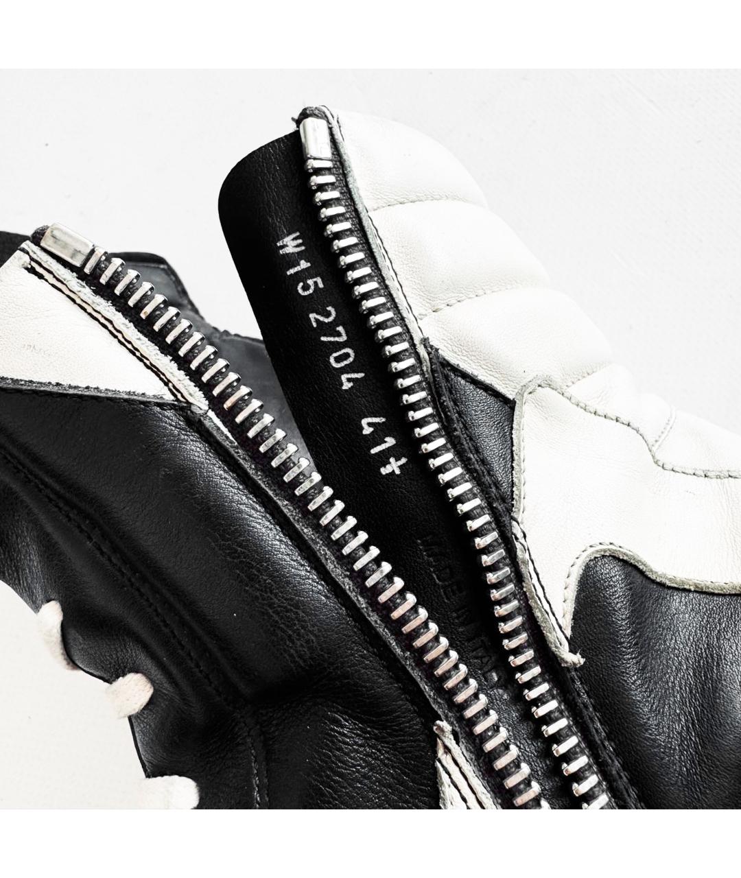 RICK OWENS Черные кожаные высокие кроссовки / кеды, фото 9