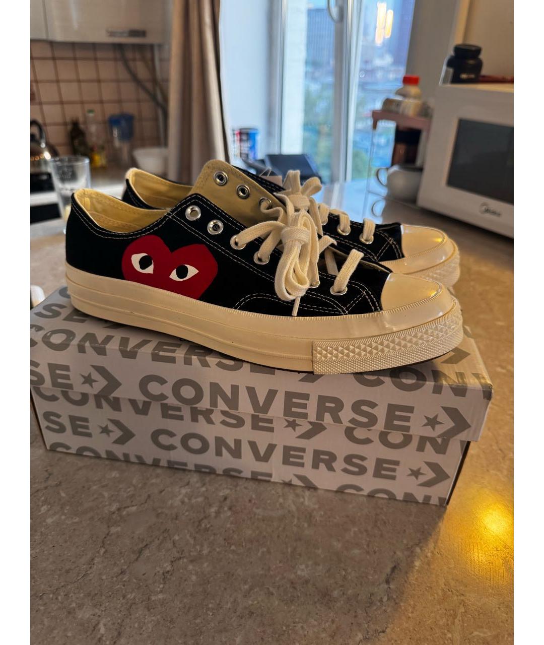 CONVERSE Черные текстильные низкие кроссовки / кеды, фото 5