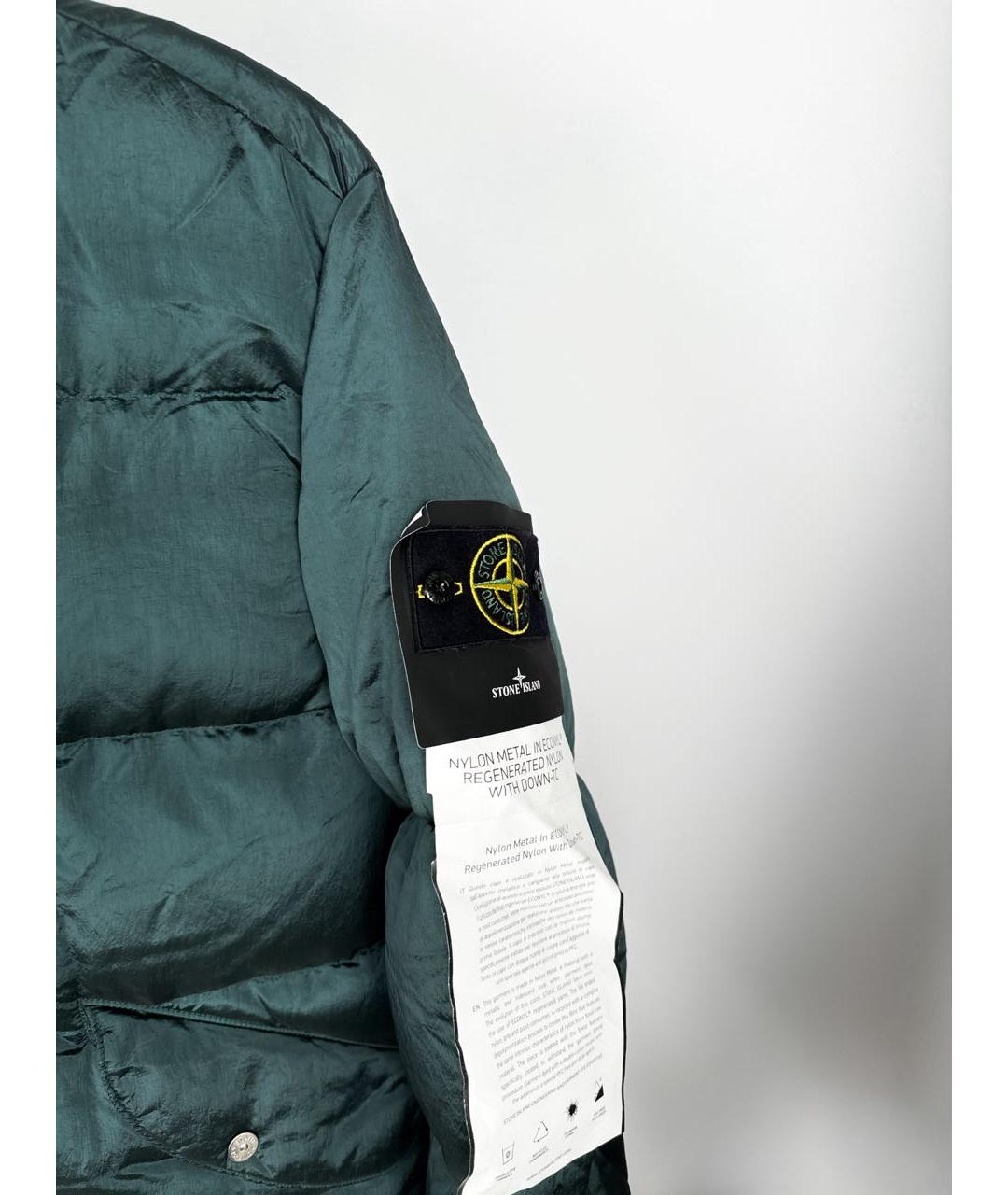STONE ISLAND Зеленый полиамидовый пуховик, фото 4