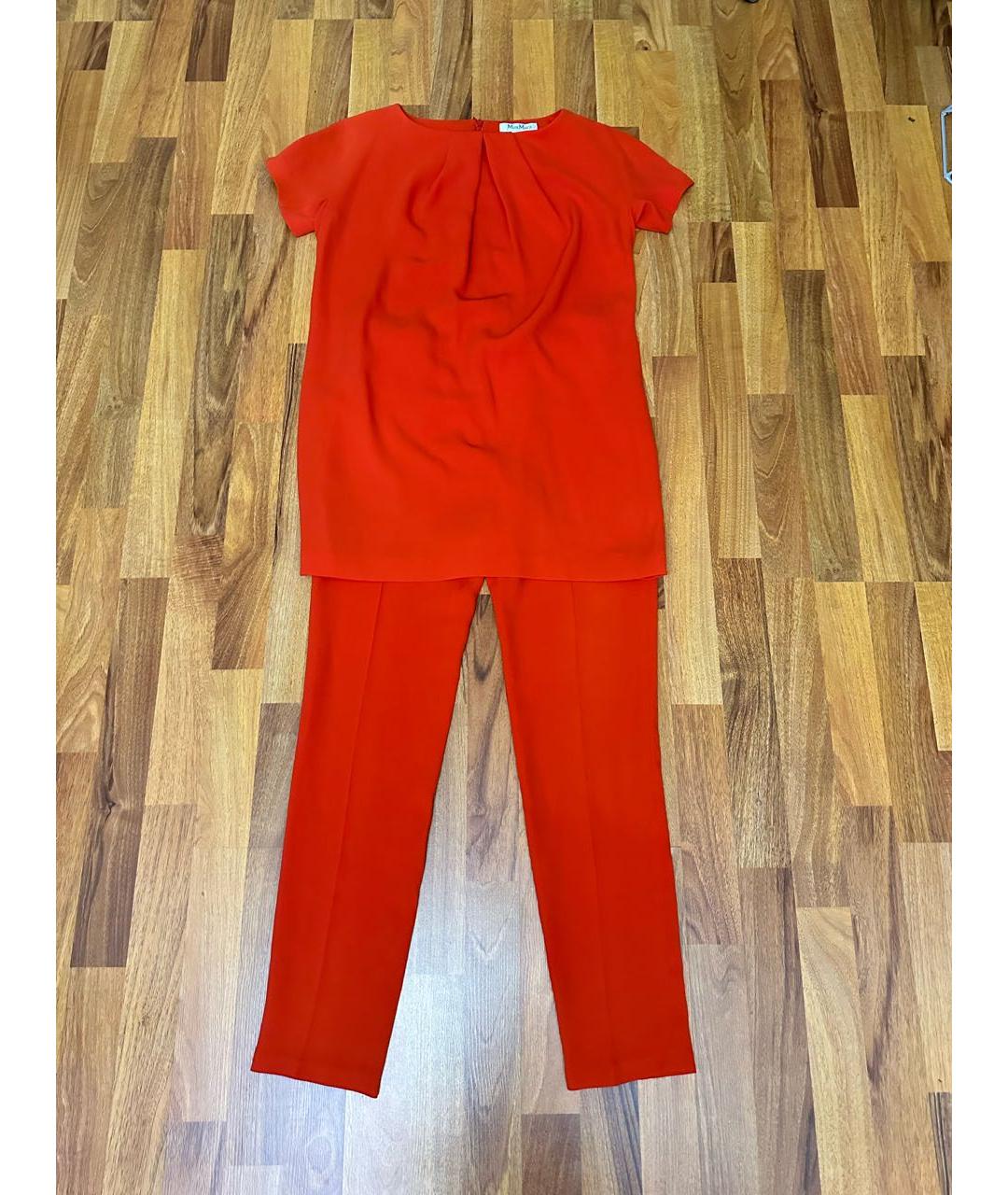 MAX MARA Красный ацетатный костюм с брюками, фото 9