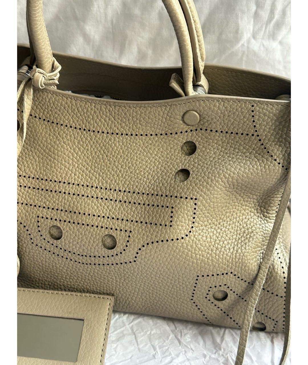 BALENCIAGA Бежевая кожаная сумка тоут, фото 3