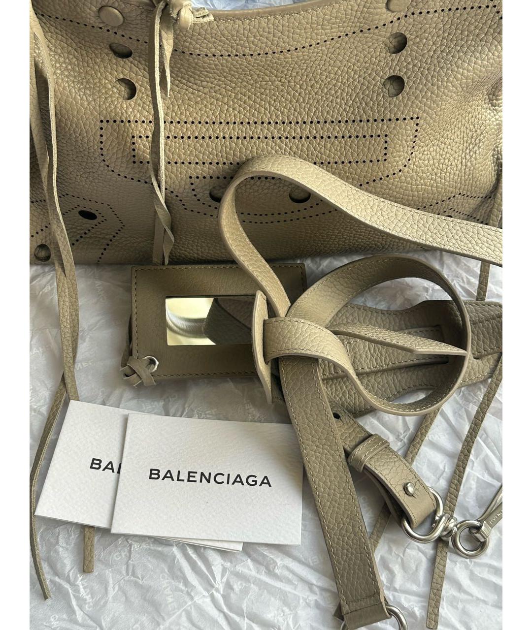 BALENCIAGA Бежевая кожаная сумка тоут, фото 7