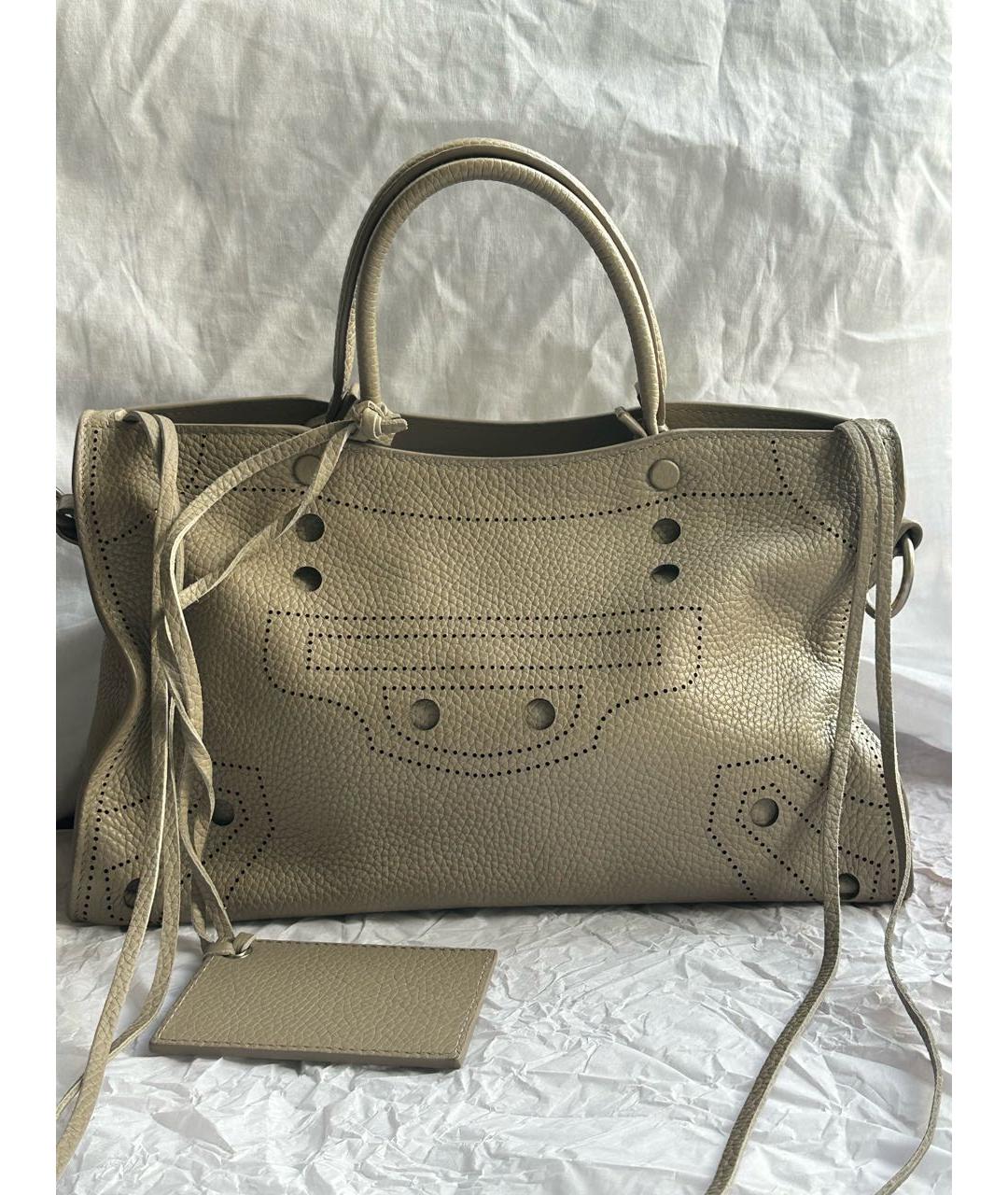BALENCIAGA Бежевая кожаная сумка тоут, фото 9