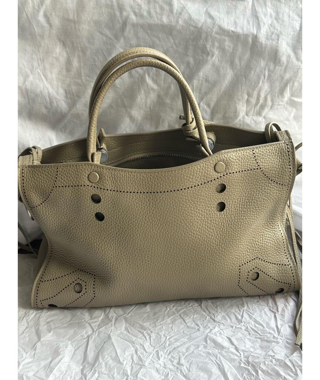 BALENCIAGA Бежевая кожаная сумка тоут, фото 8