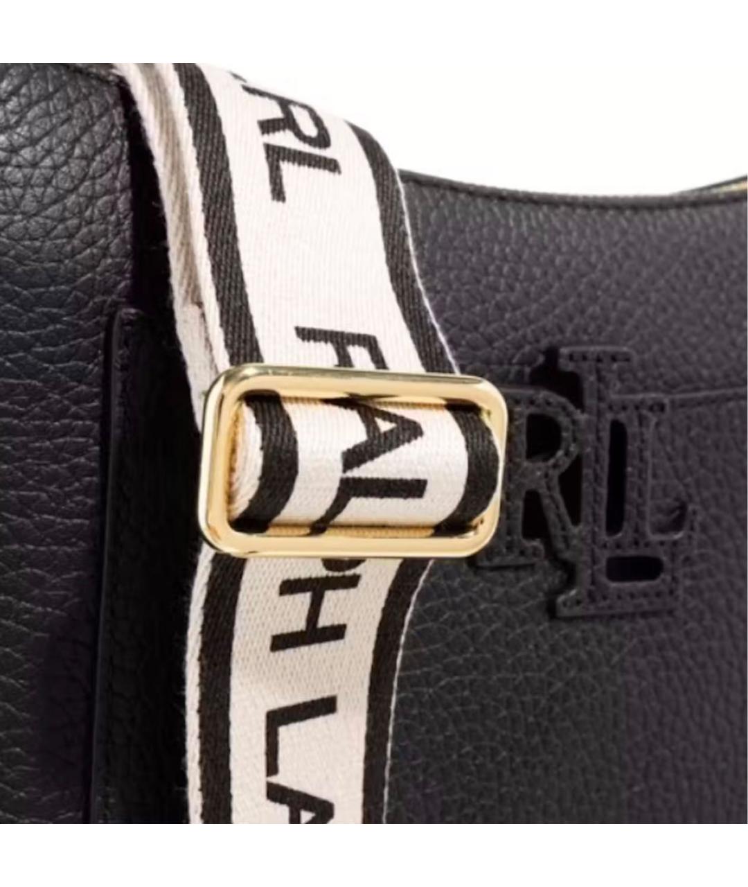 RALPH LAUREN Черная кожаная сумка через плечо, фото 5