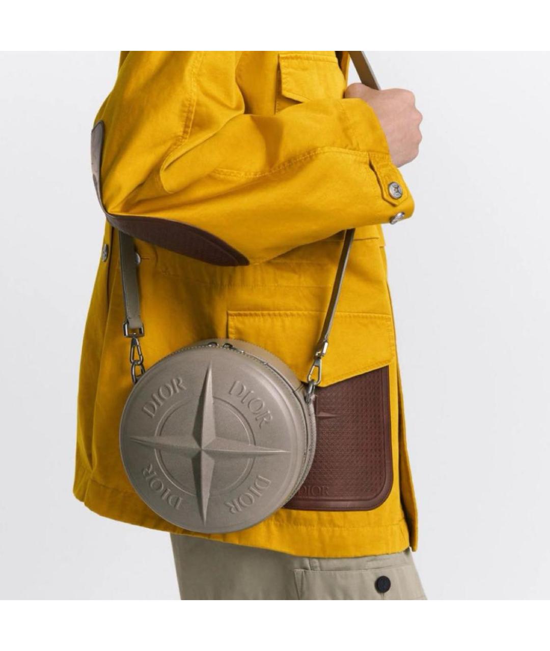 STONE ISLAND Серая кожаная сумка на плечо, фото 3