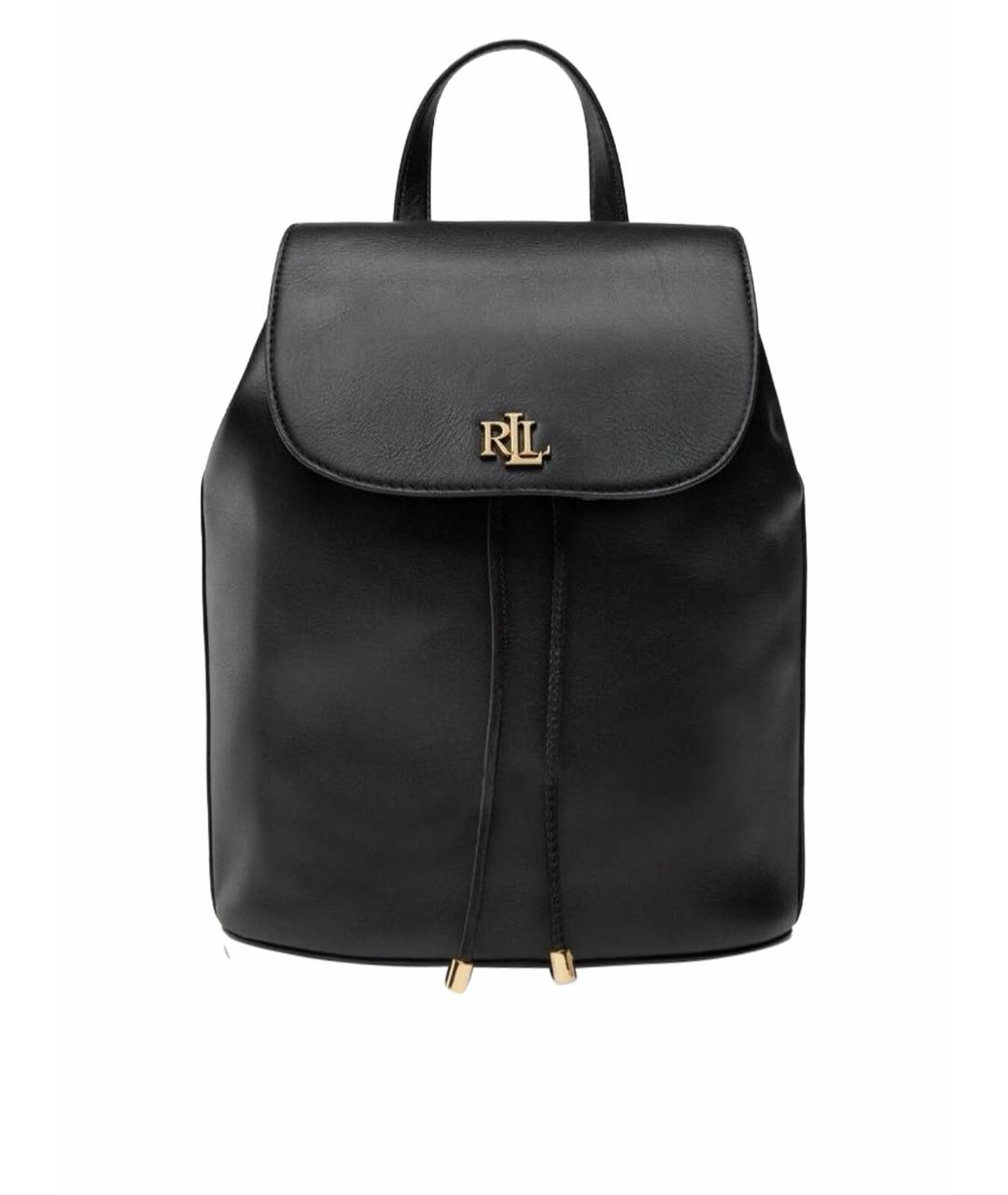 RALPH LAUREN Черный кожаный рюкзак, фото 1