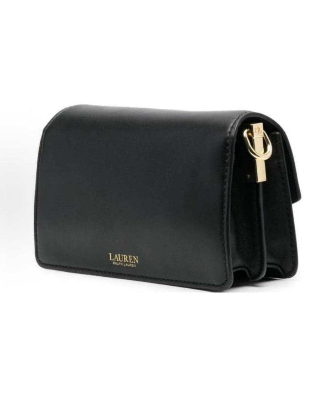 RALPH LAUREN Черная кожаная сумка с короткими ручками, фото 2