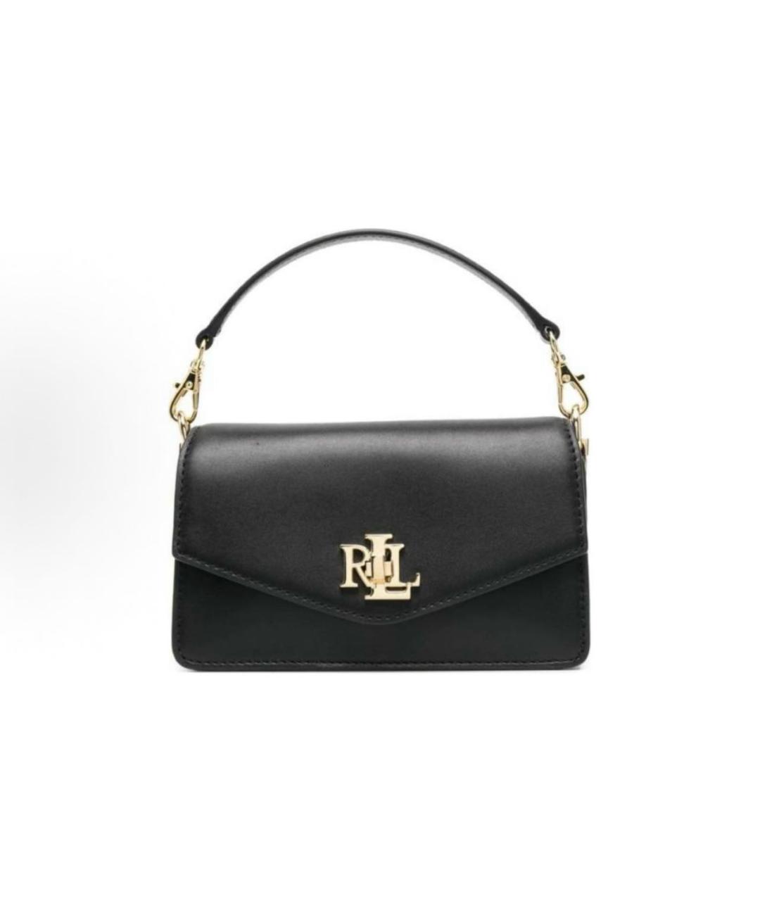 RALPH LAUREN Черная кожаная сумка с короткими ручками, фото 5