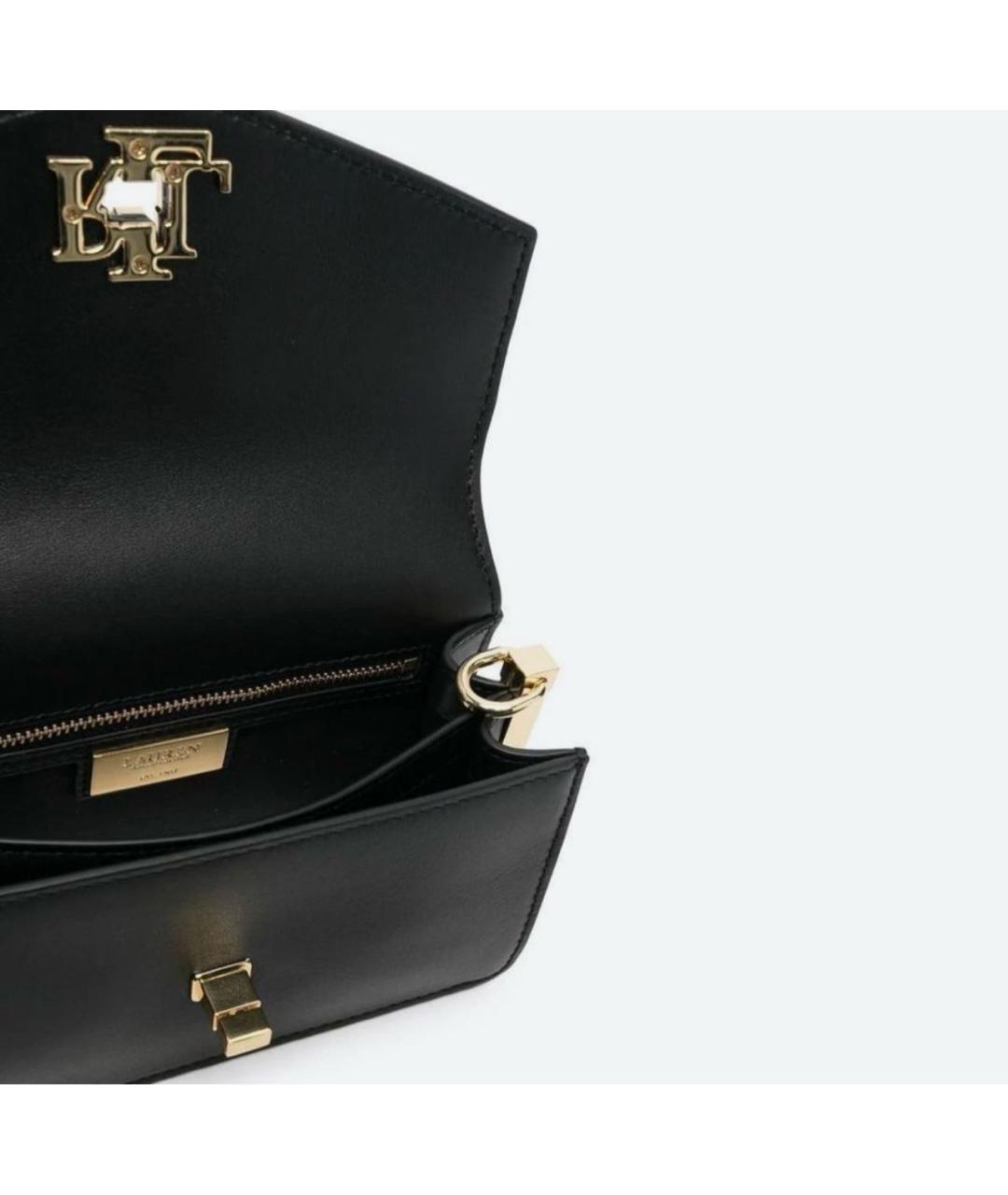 RALPH LAUREN Черная кожаная сумка с короткими ручками, фото 3