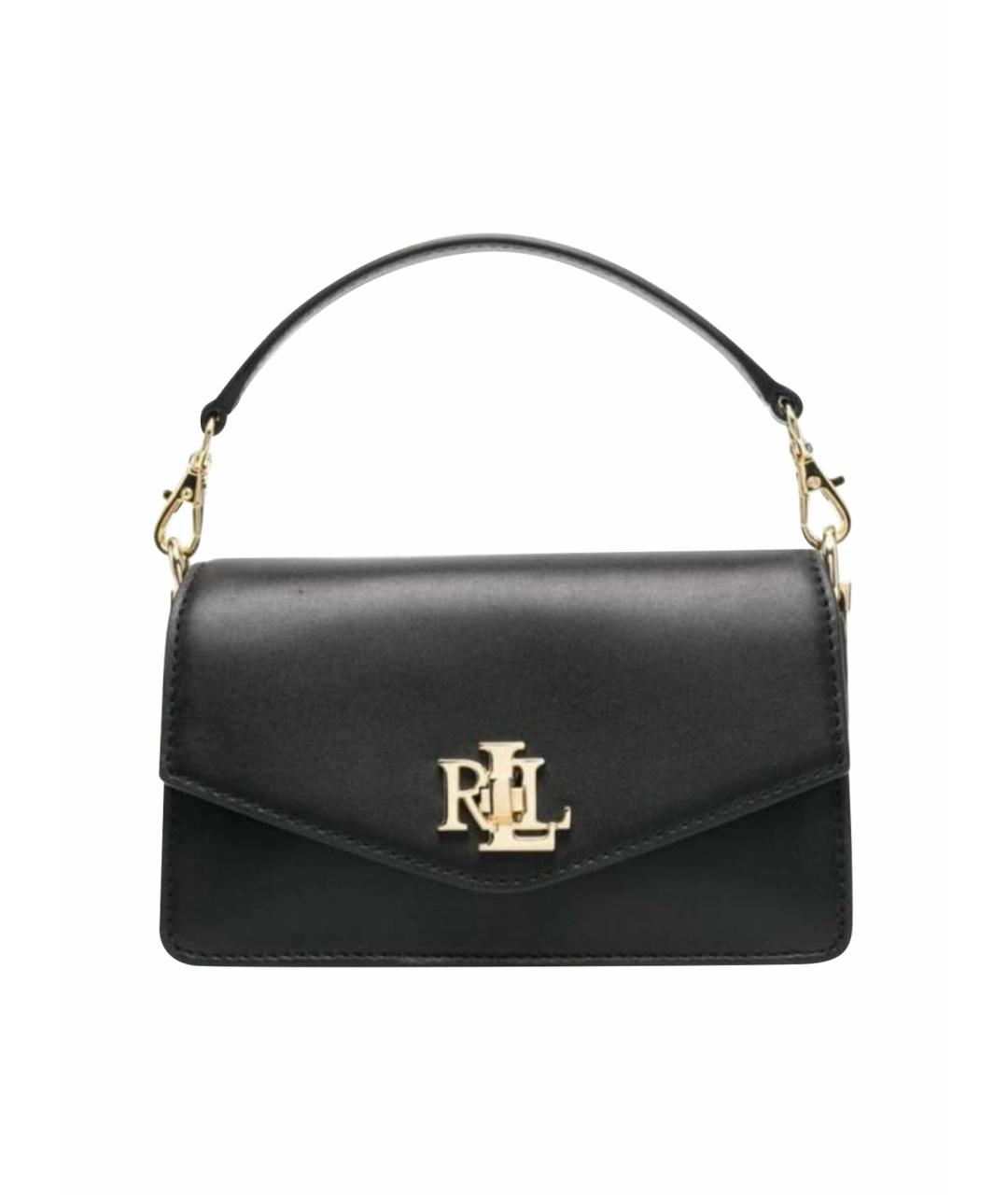 RALPH LAUREN Черная кожаная сумка с короткими ручками, фото 1