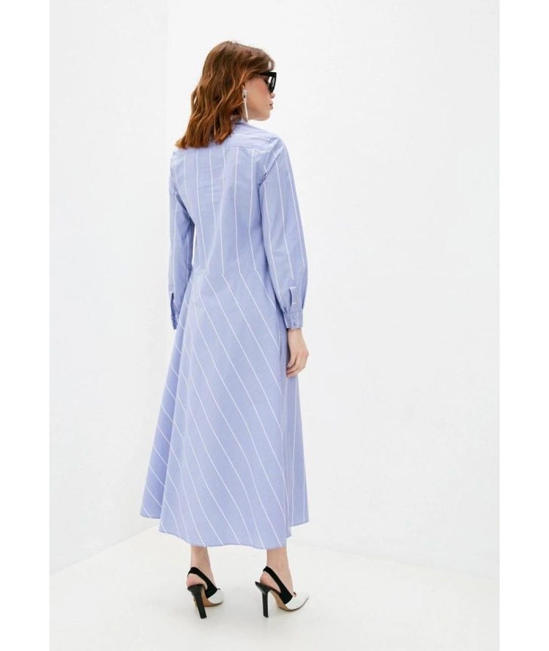 MAX MARA Голубое хлопковое повседневное платье, фото 2