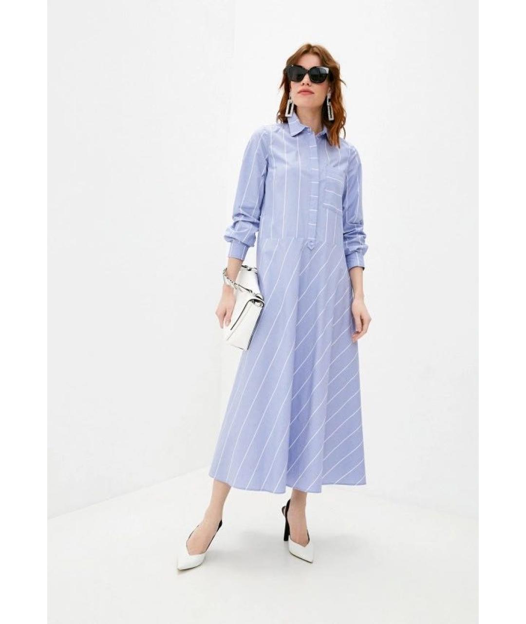 MAX MARA Голубое хлопковое повседневное платье, фото 6