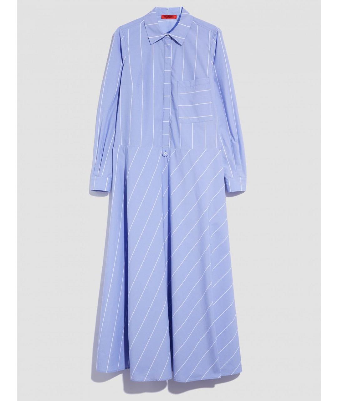 MAX MARA Голубое хлопковое повседневное платье, фото 7