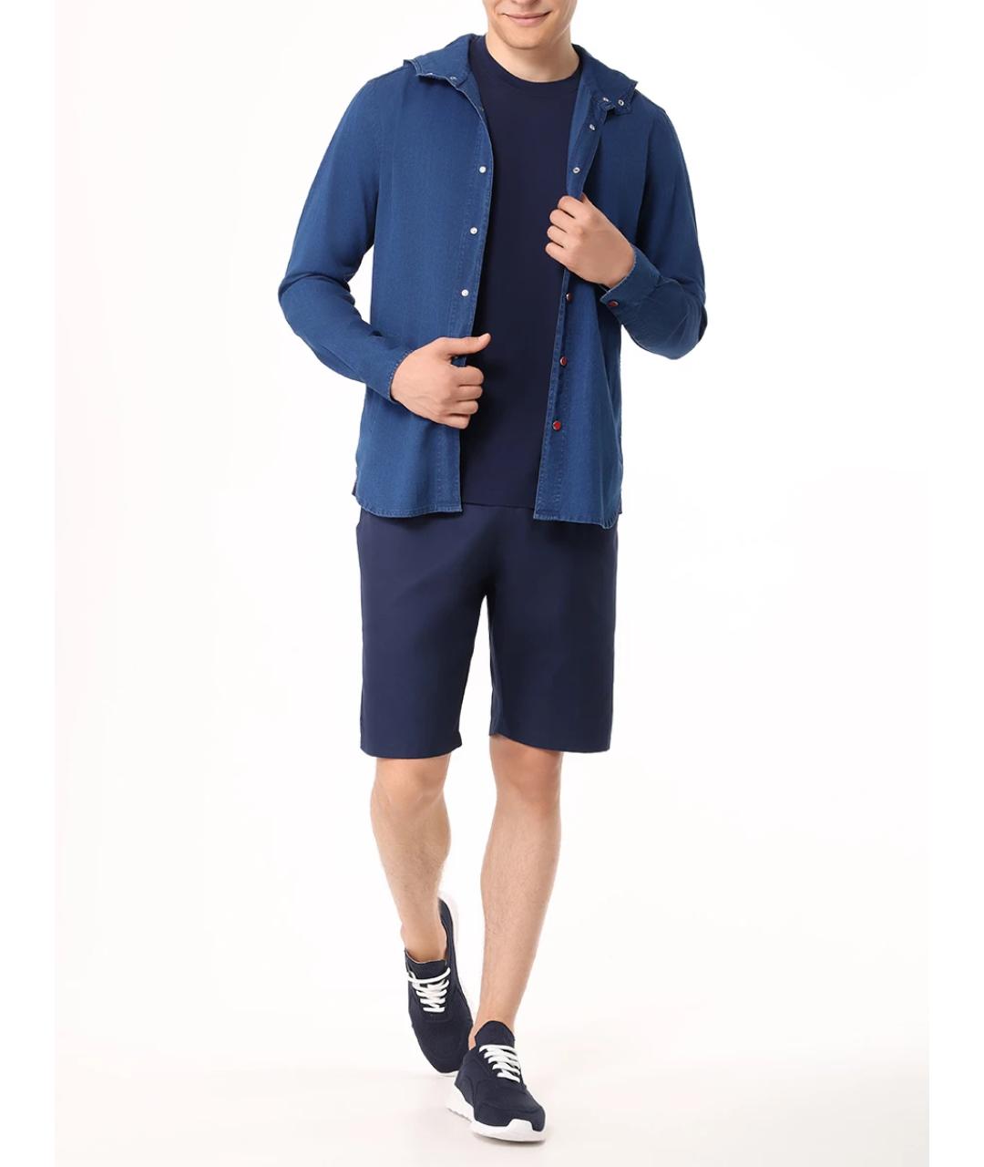KITON Синяя хлопковая кэжуал рубашка, фото 3
