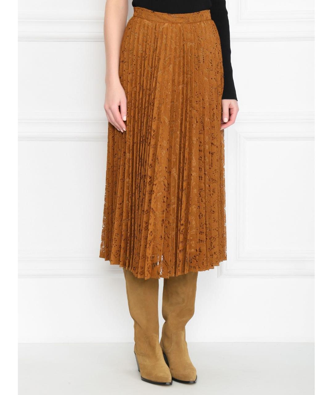 MAX MARA Коричневая полиэстеровая юбка макси, фото 5