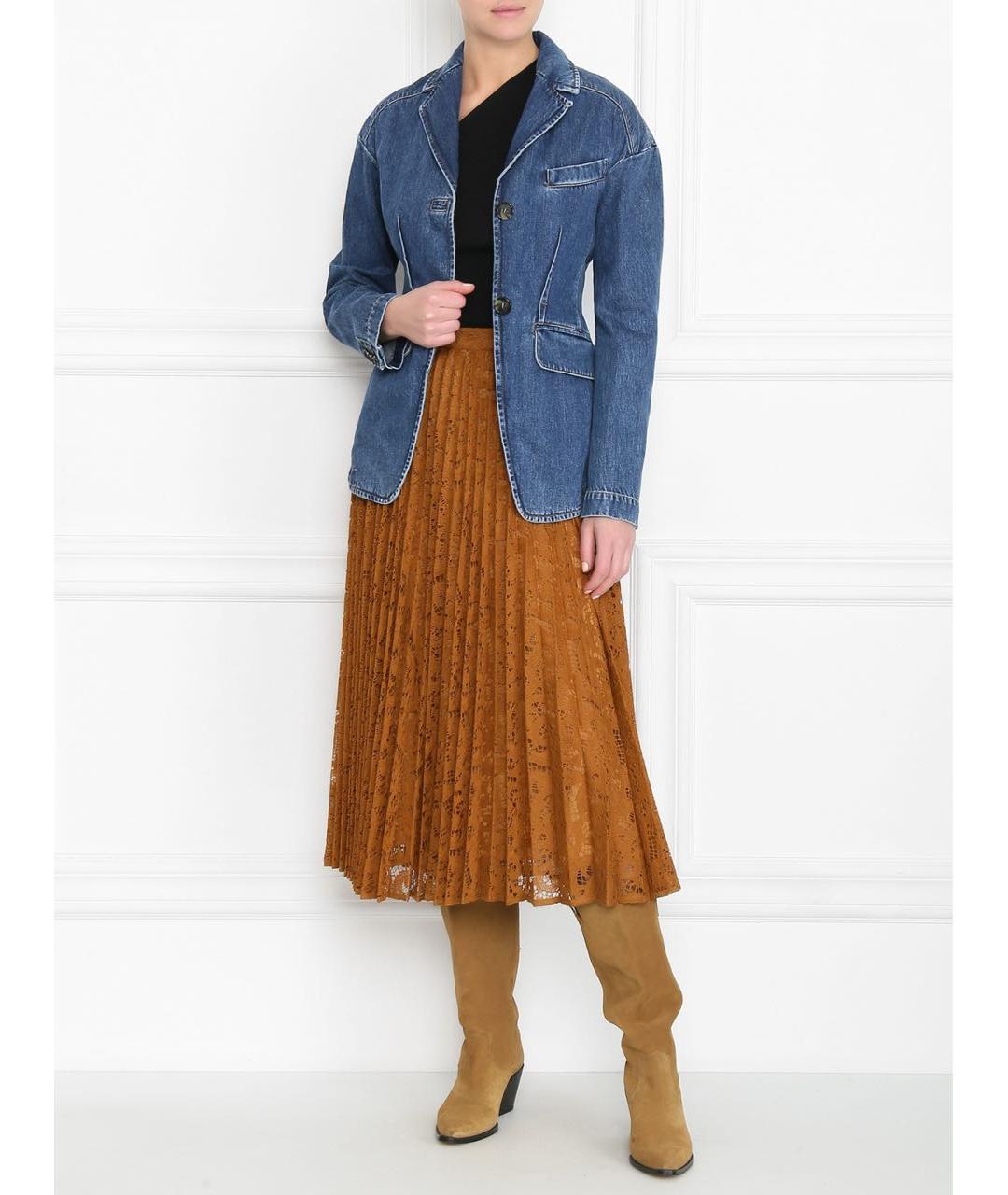 MAX MARA Коричневая полиэстеровая юбка макси, фото 6