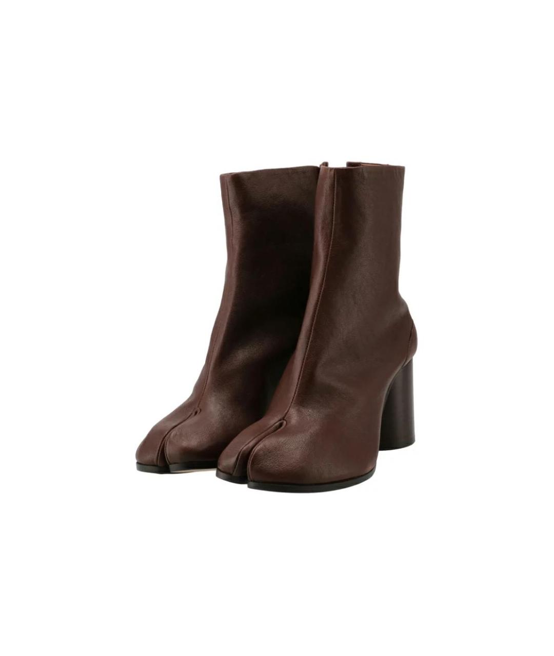 MAISON MARGIELA Коричневые кожаные ботильоны, фото 4