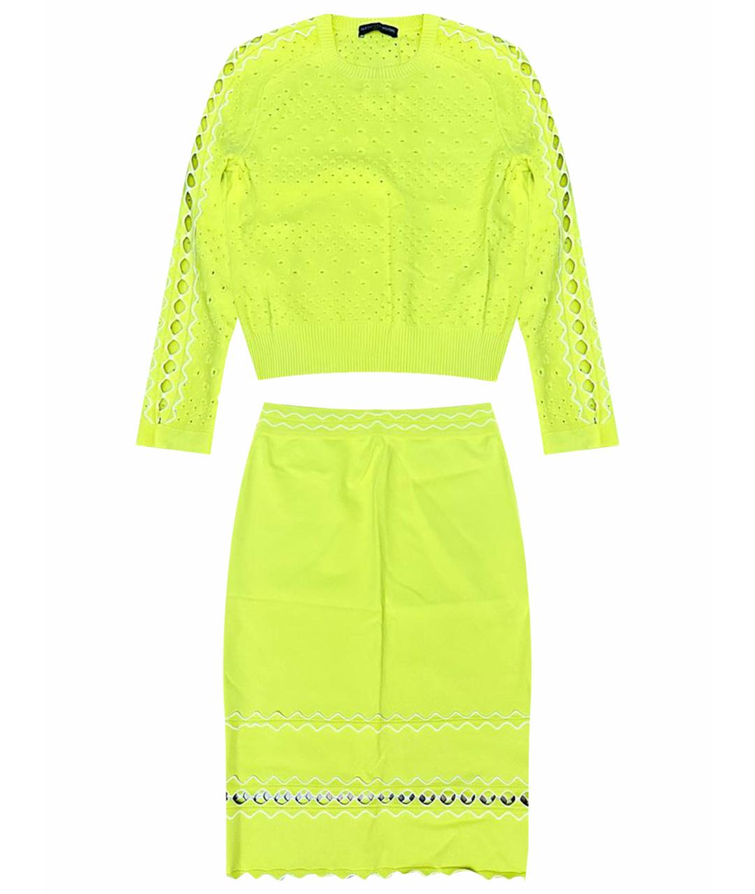 ALEXANDER MCQUEEN Желтый вискозный костюм с юбками, фото 8