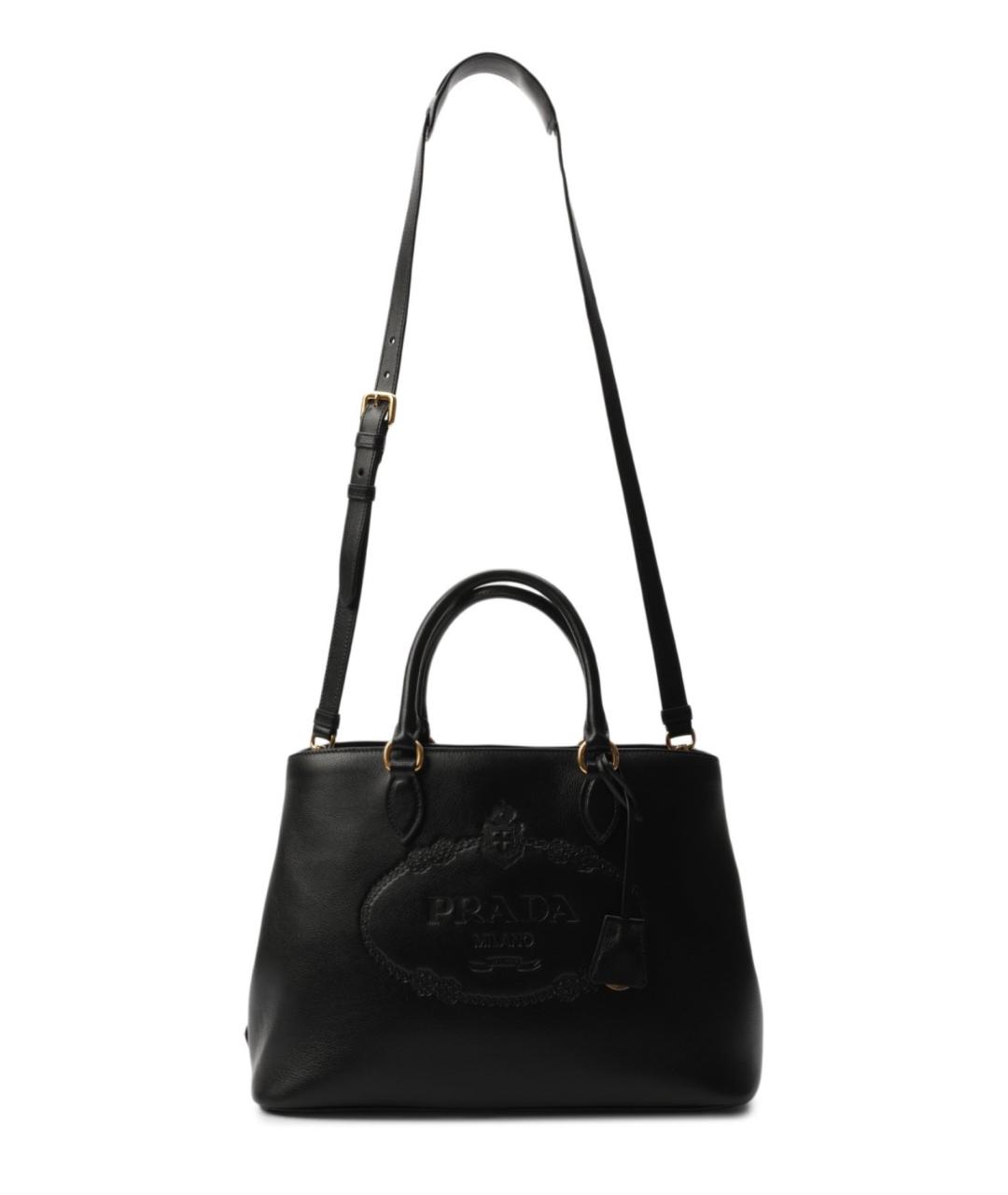 PRADA Черная кожаная сумка тоут, фото 1