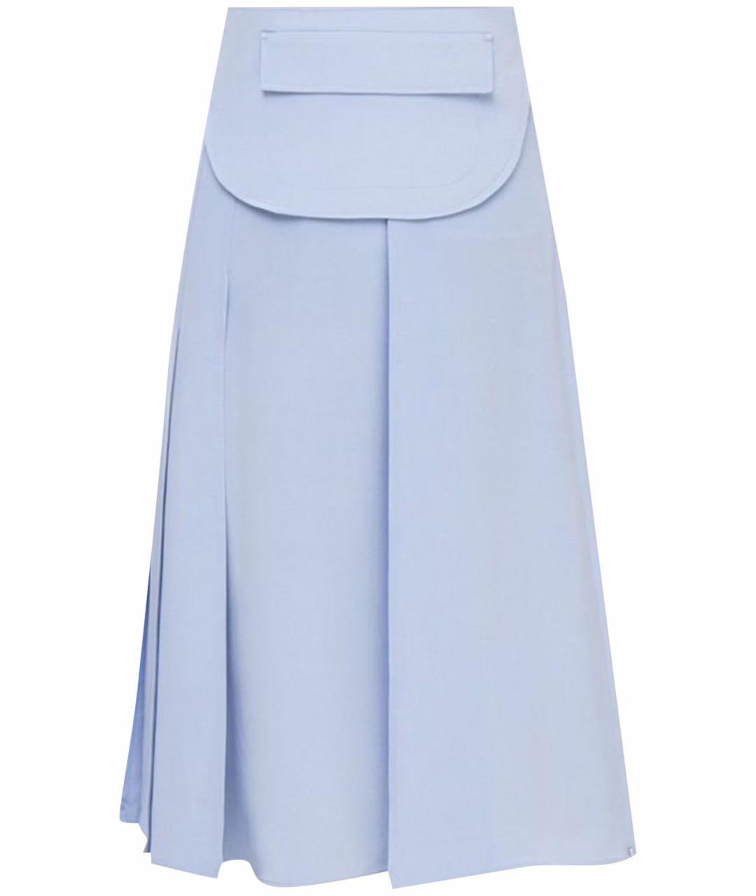 MAX MARA Голубая шелковая юбка миди, фото 1