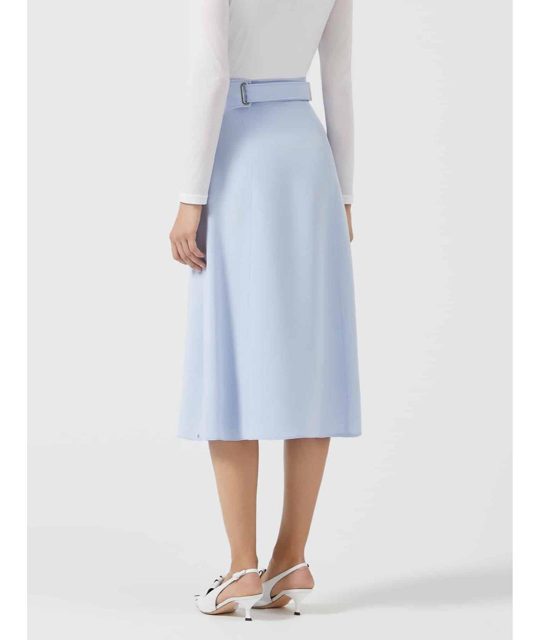 MAX MARA Голубая шелковая юбка миди, фото 2