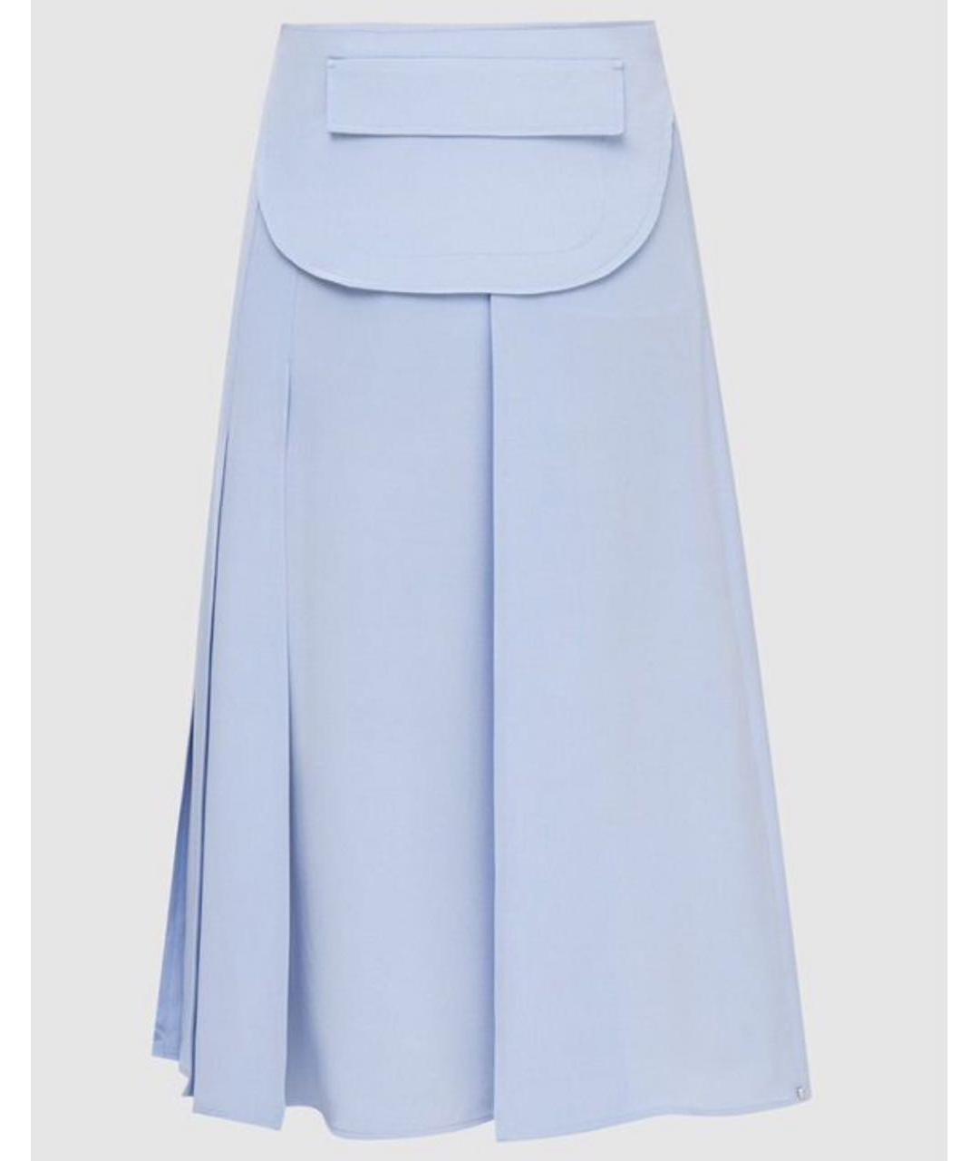 MAX MARA Голубая шелковая юбка миди, фото 9