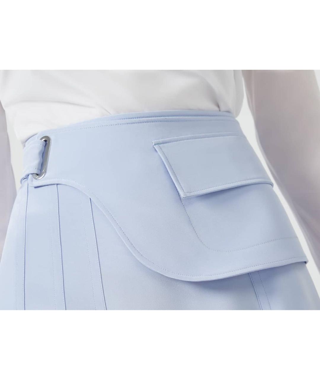 MAX MARA Голубая шелковая юбка миди, фото 7