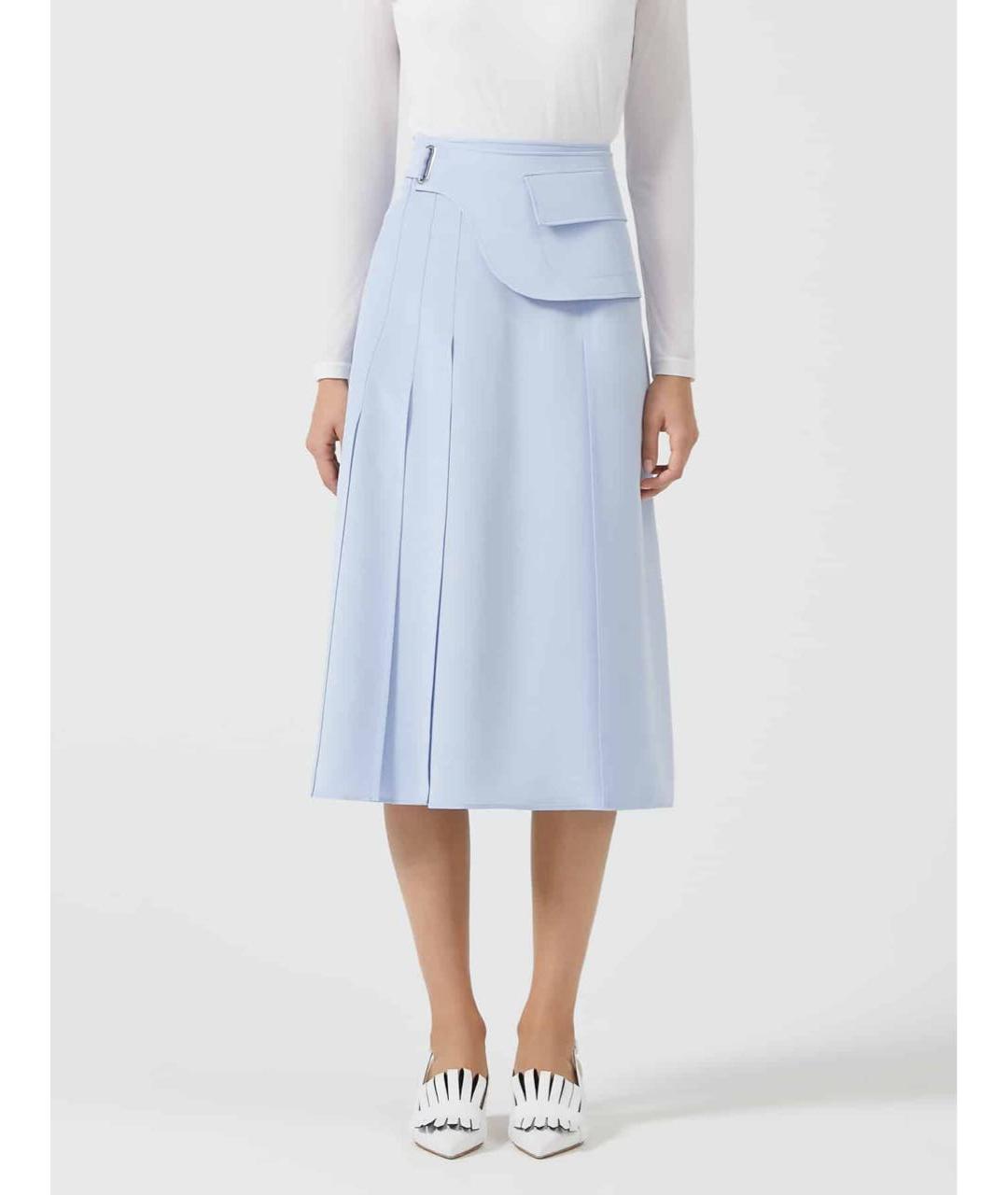 MAX MARA Голубая шелковая юбка миди, фото 8