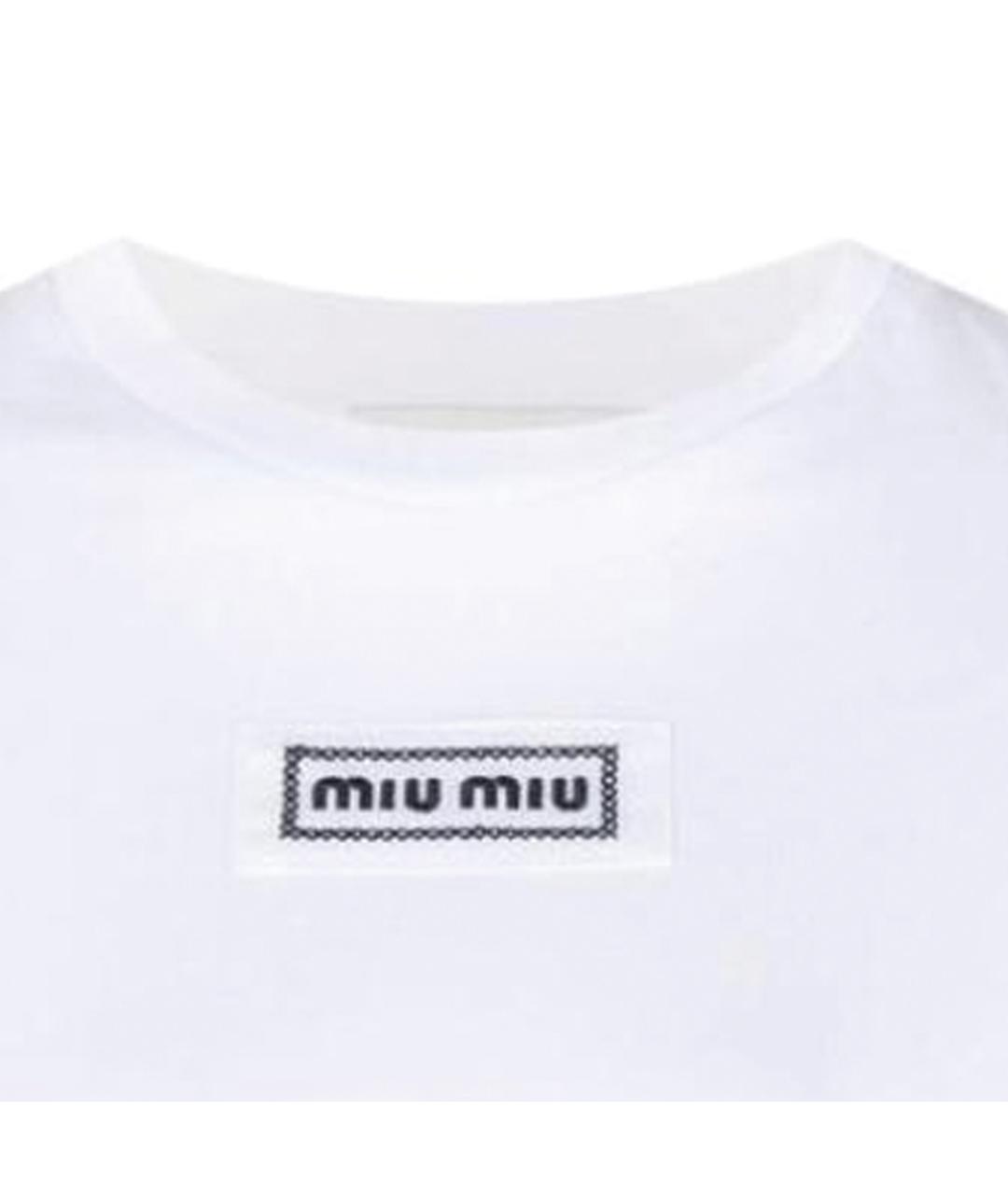 MIU MIU Белая хлопковая футболка, фото 4
