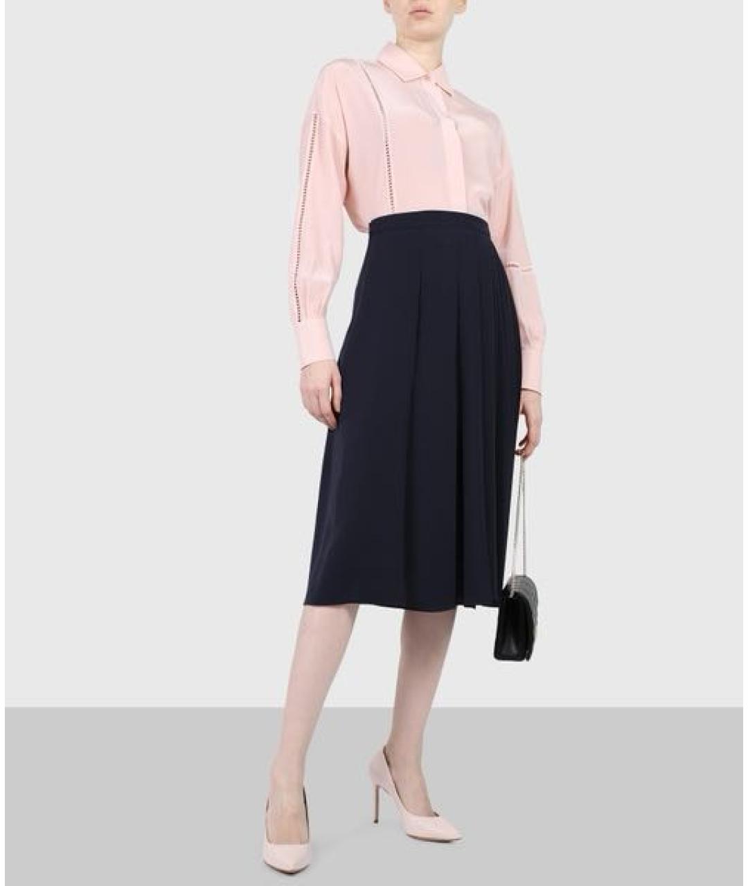 MAX MARA STUDIO Синяя ацетатная юбка миди, фото 6