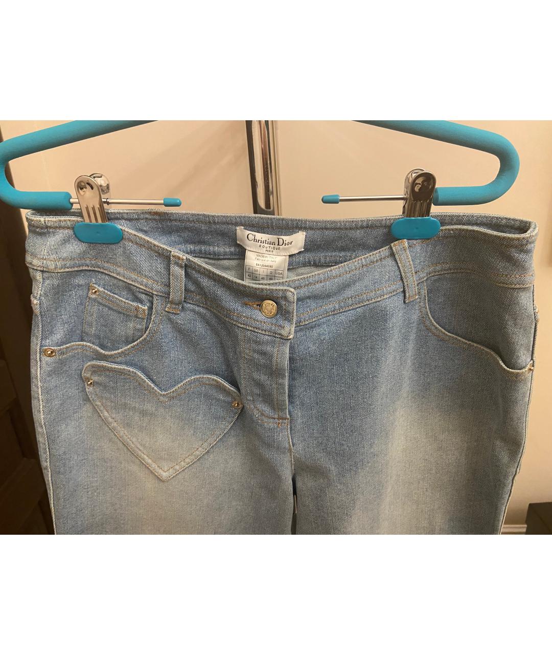 CHRISTIAN DIOR Голубые хлопковые прямые джинсы, фото 4