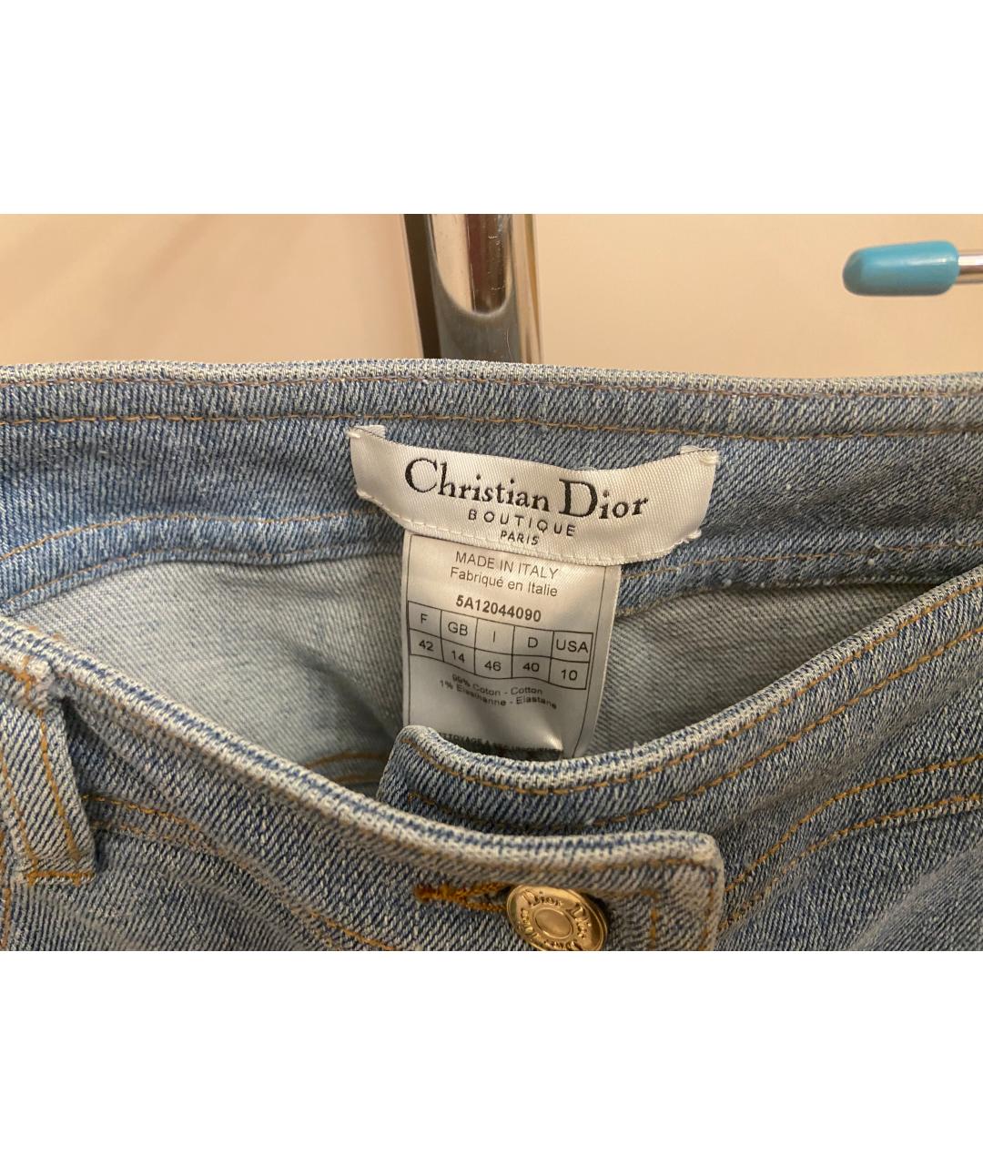 CHRISTIAN DIOR Голубые хлопковые прямые джинсы, фото 3